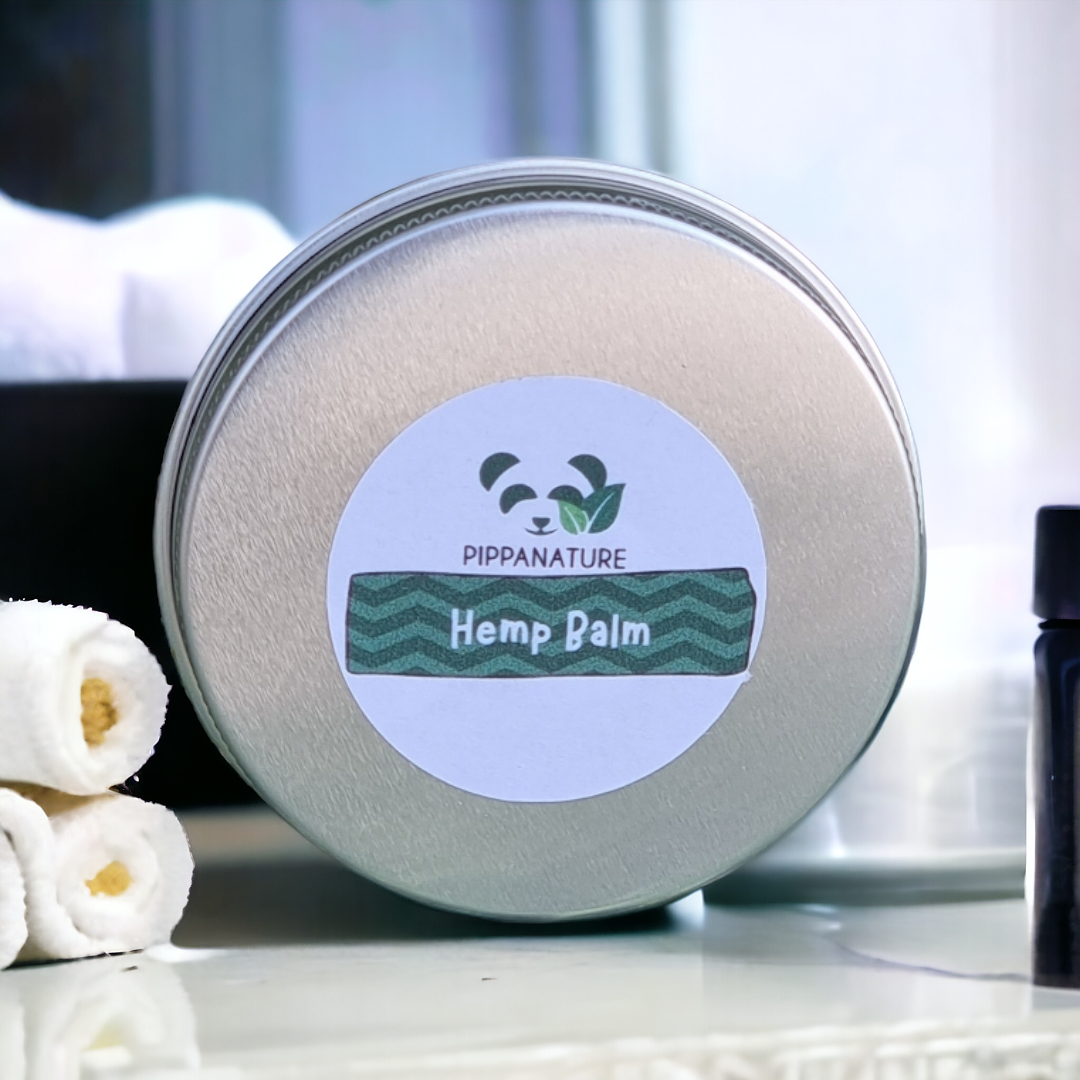 Hemp Balm being gently applied to a dog’s paw to soothe and repair sensitive or cracked skin, made with natural hemp oil.